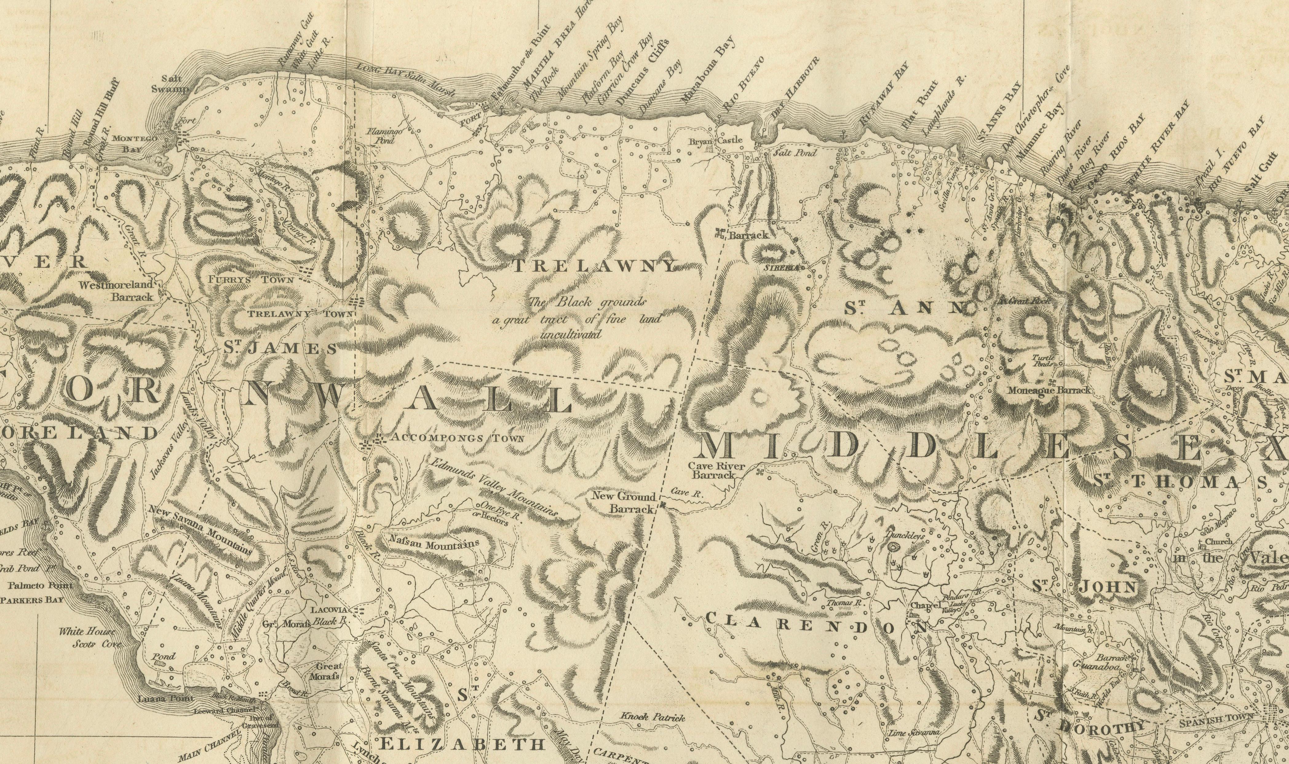 Paper 1794 Map of Jamaica by Bryan Edwards – Parishes, Plantations, Settlements For Sale