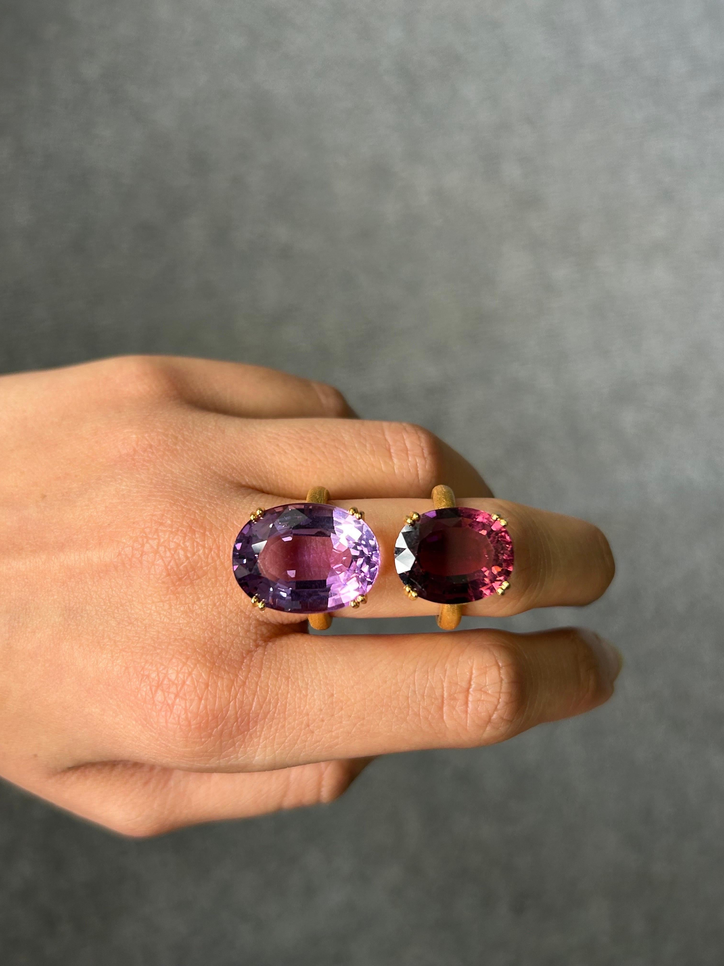 17.95 Carat Amethyst 18k Yellow Gold Cocktail Ring For Sale 2