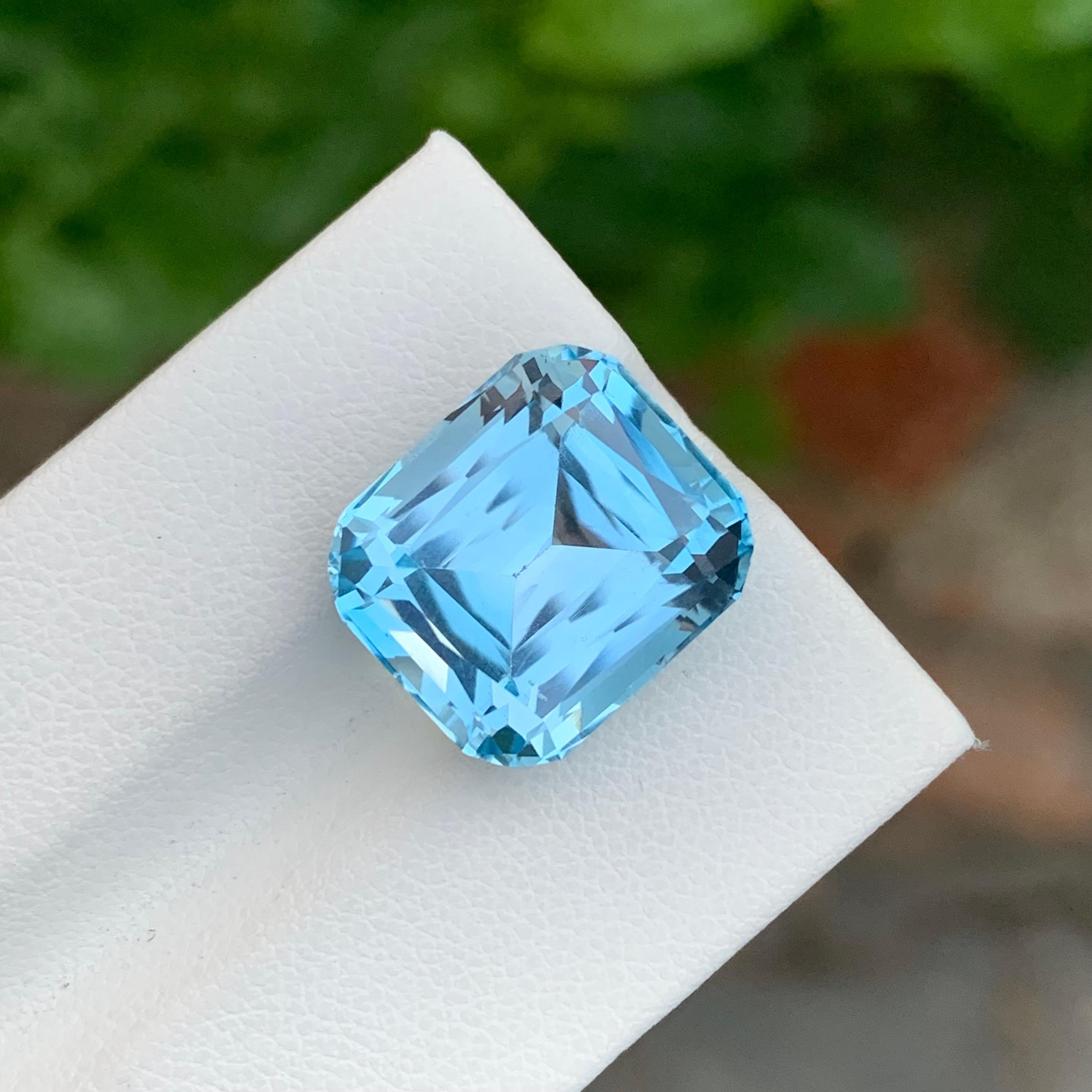 Women's or Men's 17.95 Carat Gorgeous Loose Blue Topaz Cushion Shape Gemstone For Necklace For Sale
