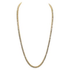 17.96 Carat Brilliant Cut Diamond Tennis Necklace 14 Karat Yellow Gold 16''