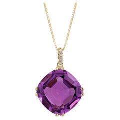 17.96 Carats Amethyst Diamonds set in 14K Yellow Gold Pendant and 18" box chain