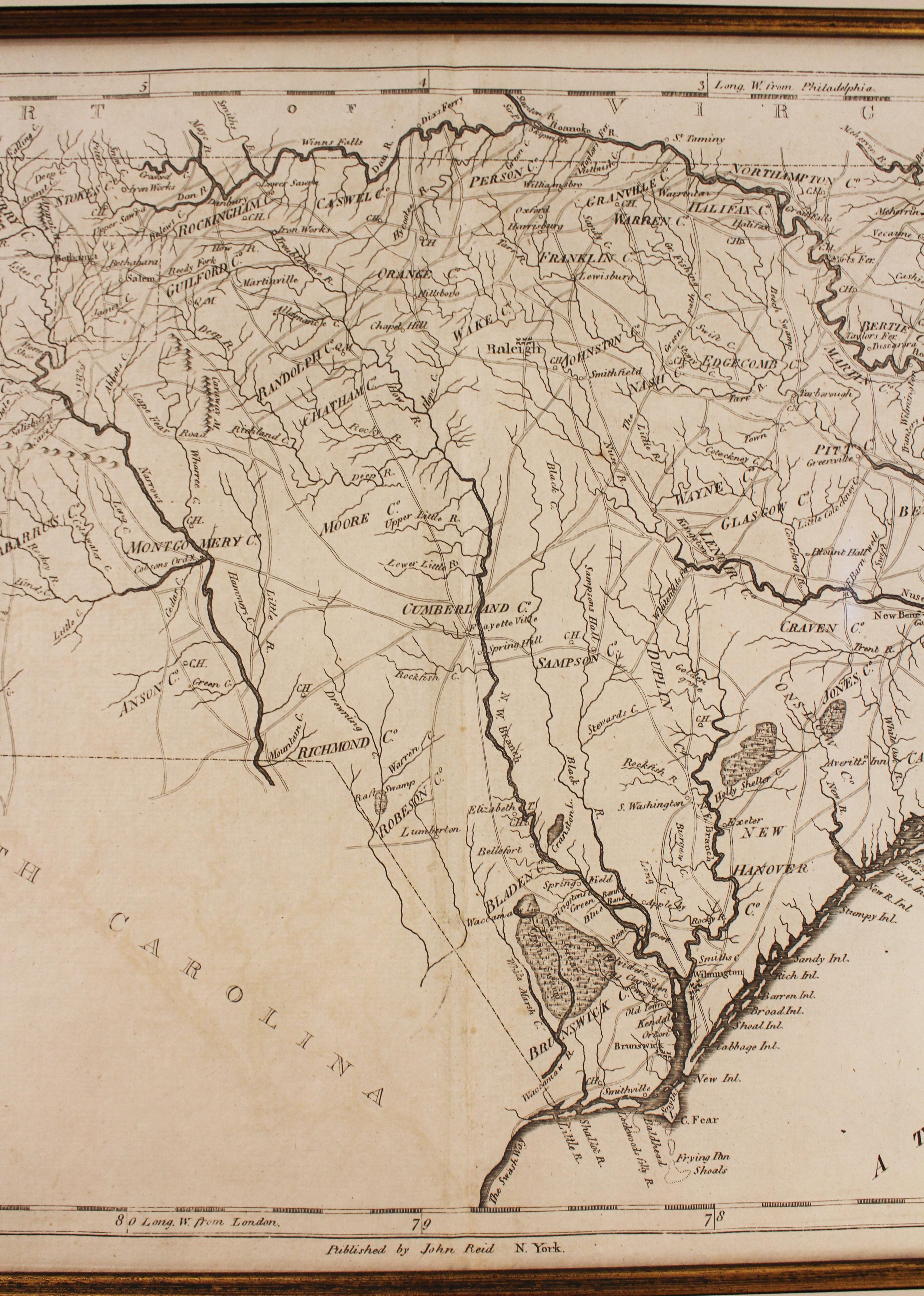 1796 Karte von North Carolina von John Reid im Zustand „Gut“ im Angebot in Chapel Hill, NC
