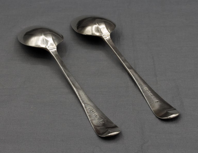 1796 Pair of Sterling Silver Old English Engraved Tablespoons by J&J
