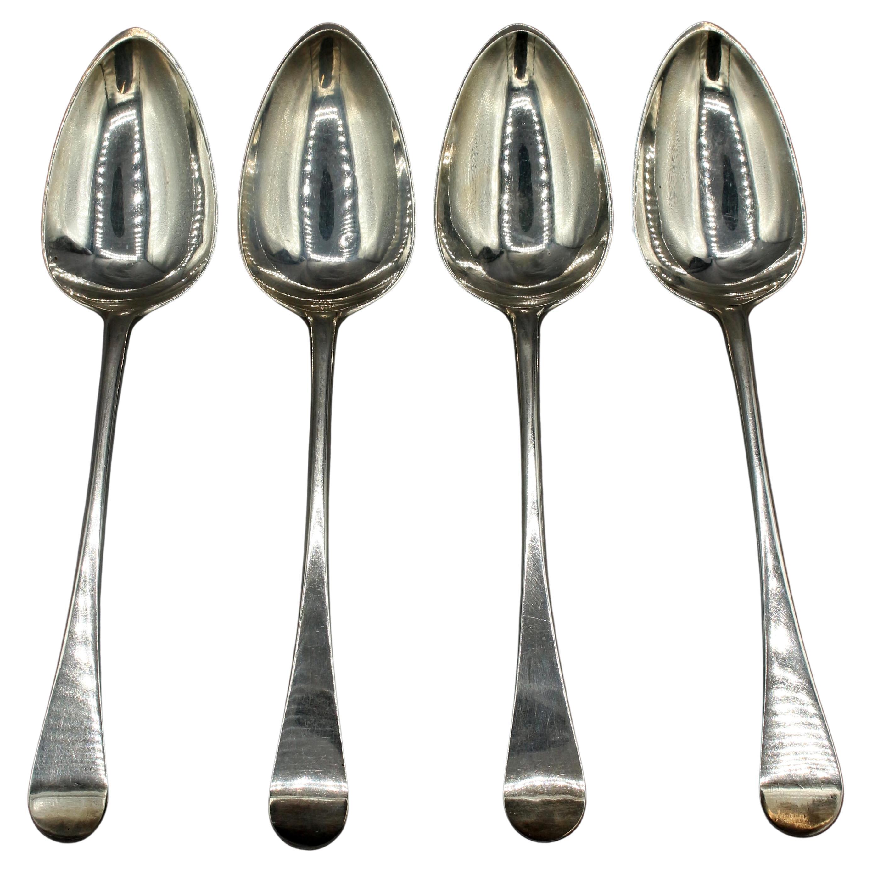 1796 Set of 4 Sterling Silver Tablespoons by John Langlands II For Sale