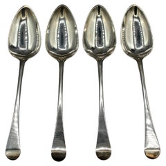 Antique 1796 Set of 4 Sterling Silver Tablespoons by John Langlands II