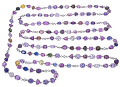 179.66 Carat Rose Cut Sapphire and Diamond Long Necklace