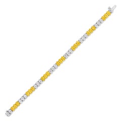 17.96ctw. Fancy Intense Yellow Diamond & GIA Oval Diamond Tennis Bracelet