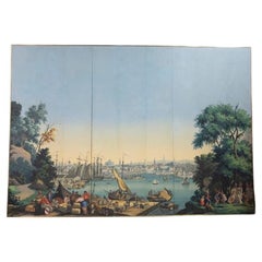1797 Port de Boston d'après les panneaux 'Views of North America' signés par Zuber Et Cie