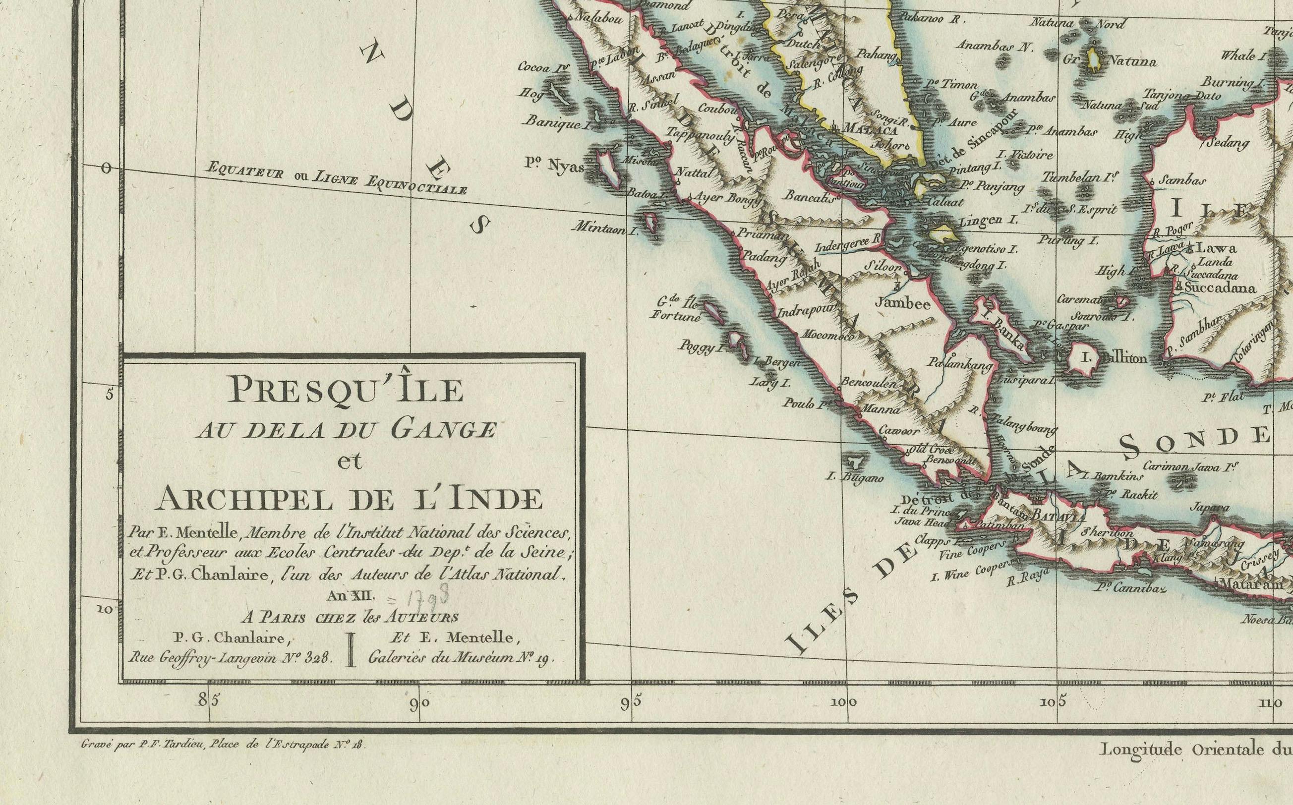 Carte de Tardieu de 1797 du Southeast Asia : L'archipel Malayer et au-delà en vente 1