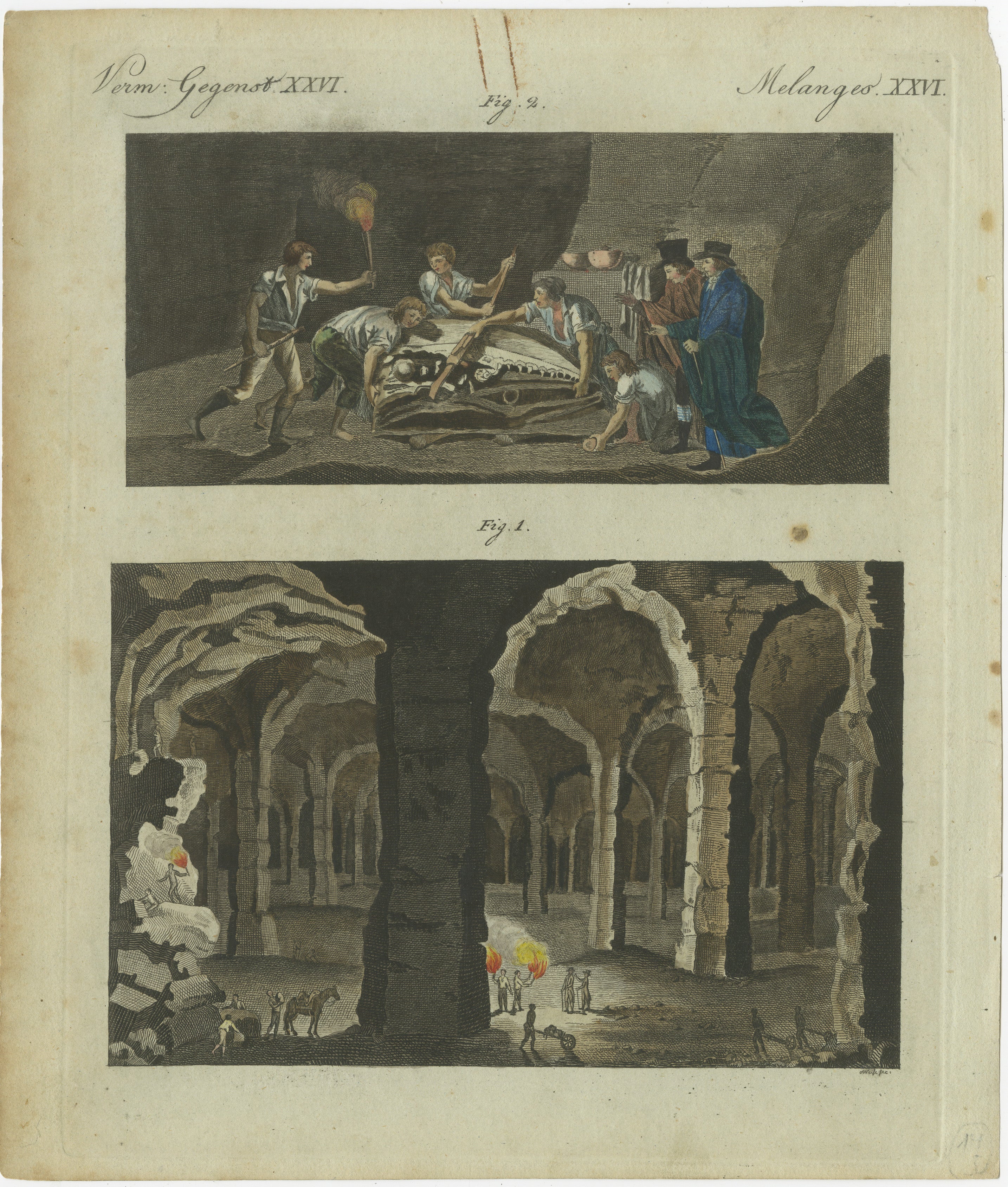1798 Handkolorierte Gravur – Höhlen des heiligen Peter und Mosasaur Discovery

Dieser handkolorierte Kupferstich aus dem 