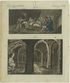 1798 Hand-Coloured Engraving - Caves of Mt. St. Peter and Mosasaur Discovery