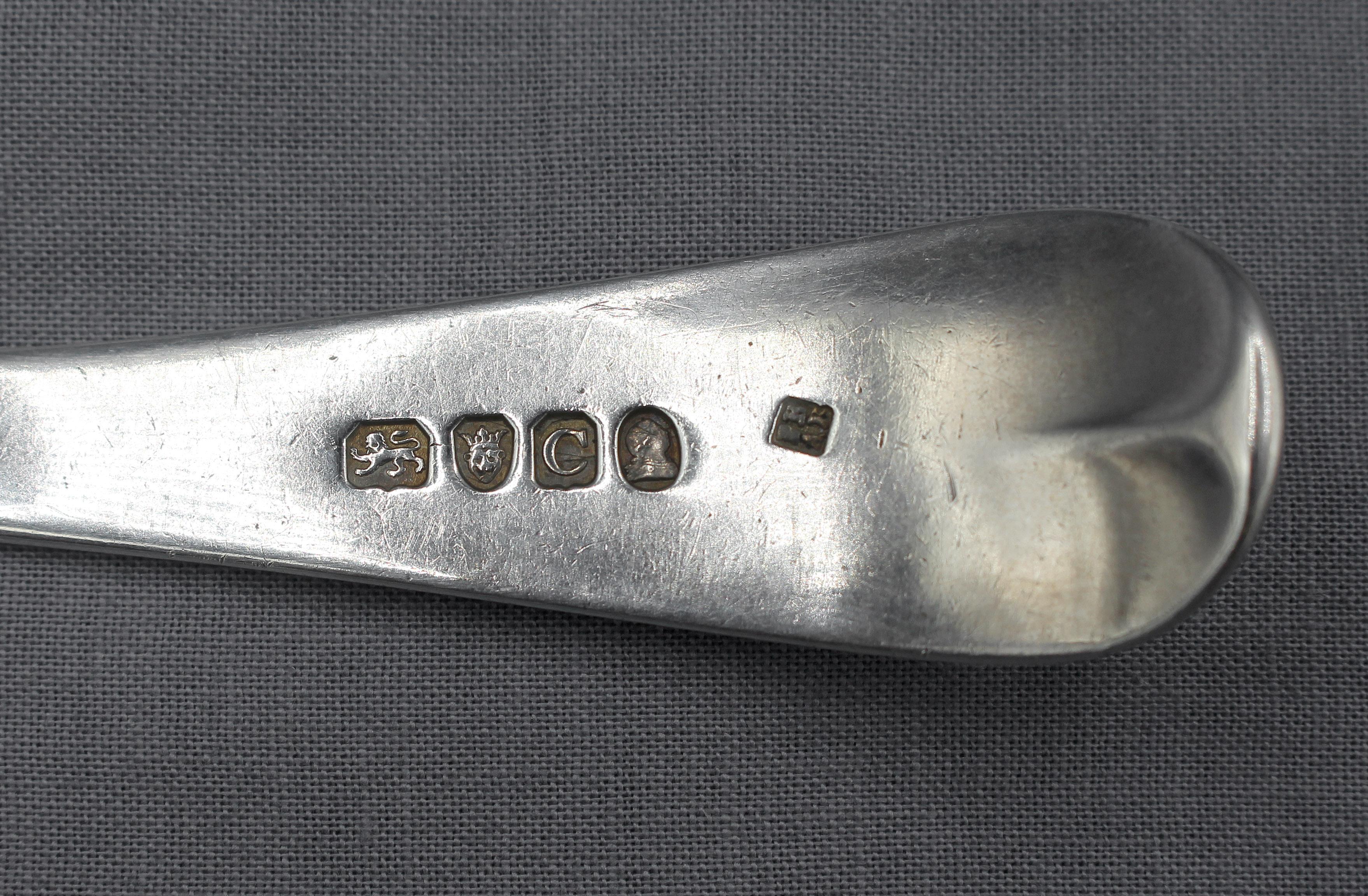 Cuchara de plata de ley con dibujo inglés antiguo de 1798 de Peter and Ann Bateman Inglés en venta