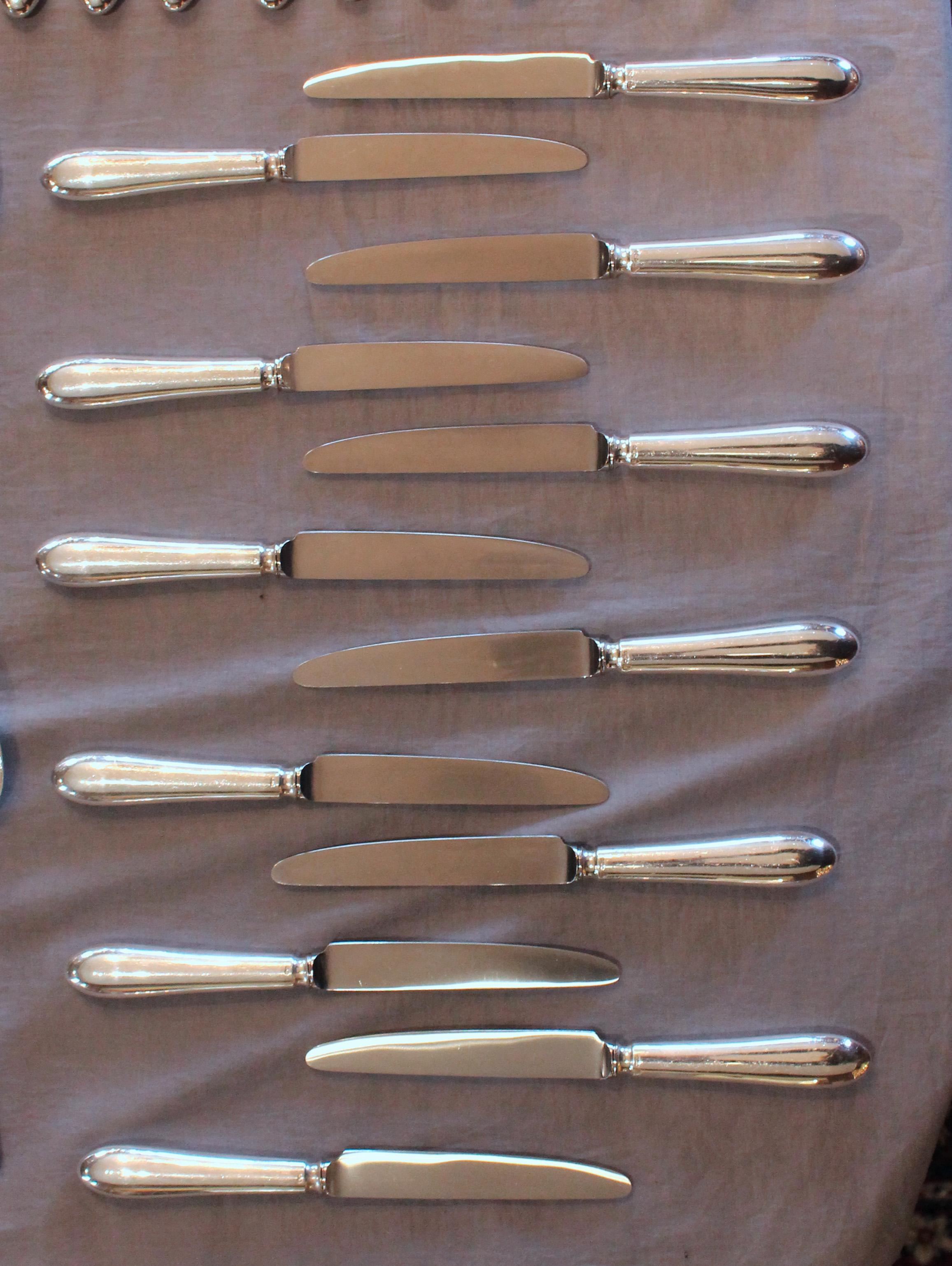1799-1803 & 1973 date 84-piece set of sterling silver flatware service for 12 