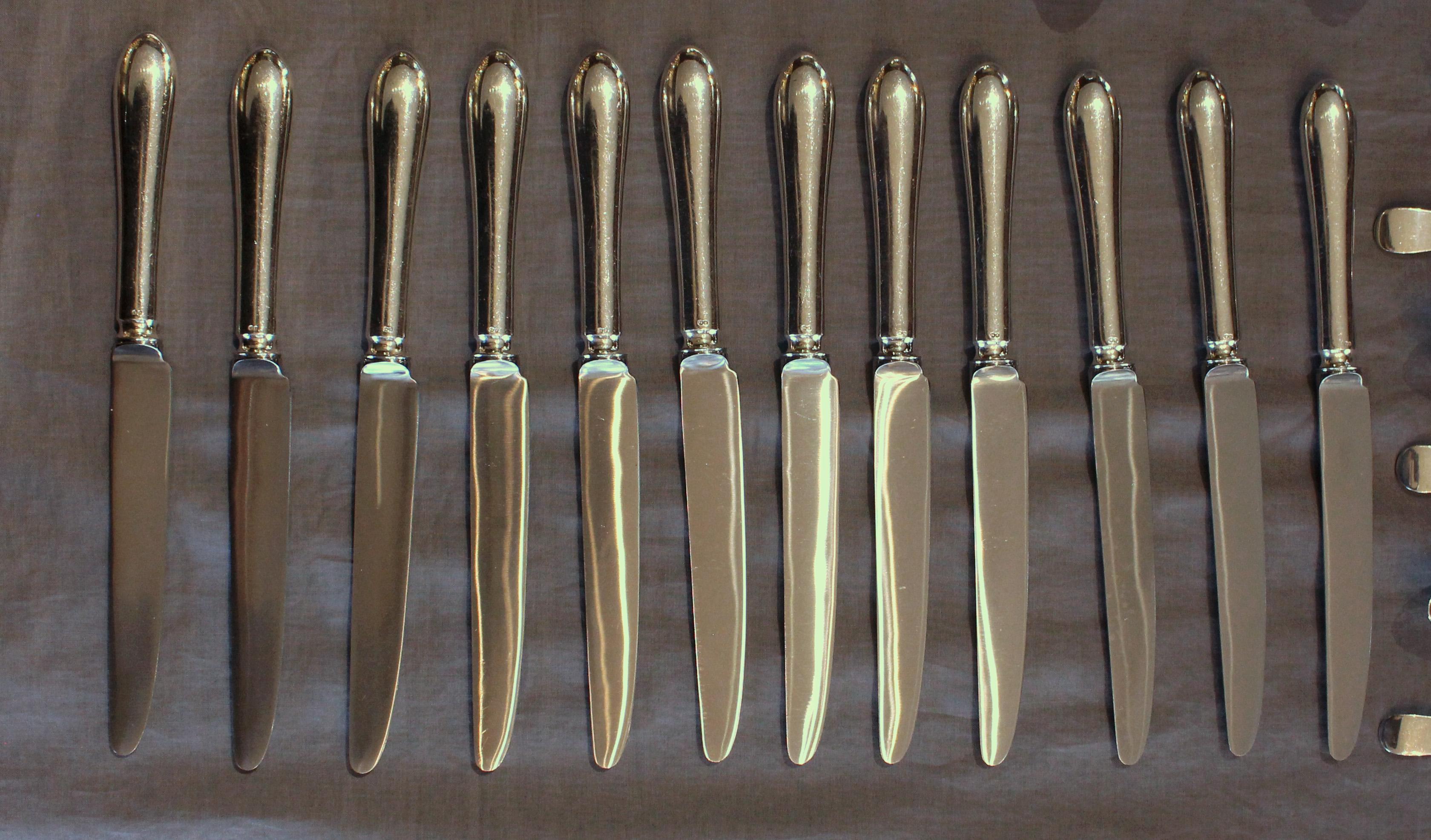 English 1799-1803 & 1973 Date 84-Piece Sterling Silver Flatware Service for 12 For Sale