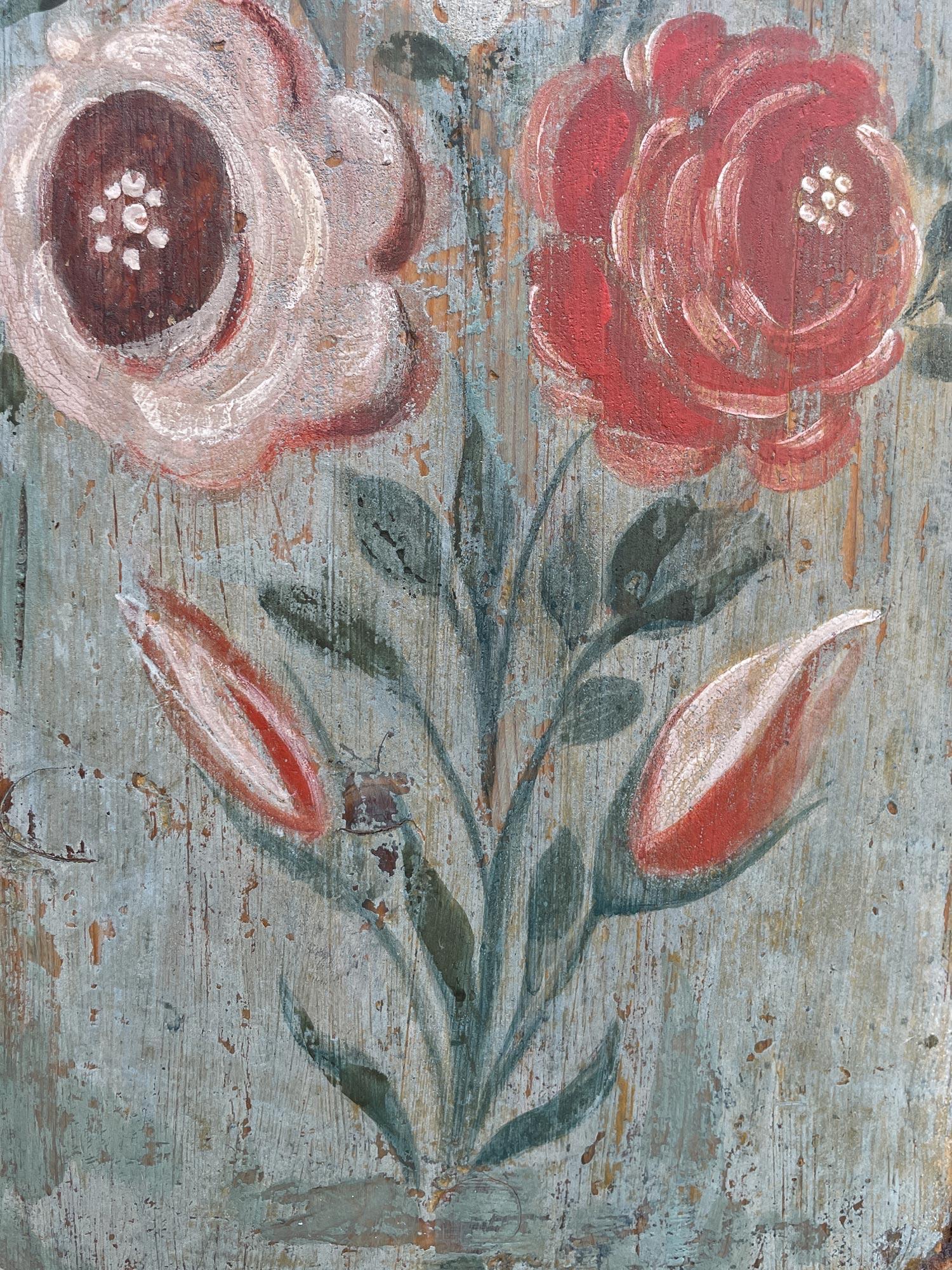 Armoire à deux portes peinte à motifs floraux bleus de 1799 2