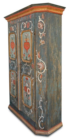 1799 Blue Floral Painted Two Doors Cabinet