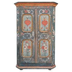1799 Blue Floral Painted Two Doors Cabinet