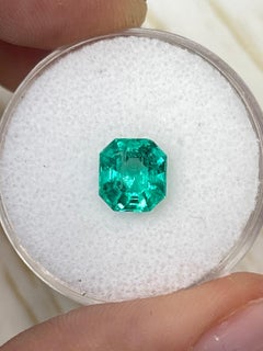 1.79ct Crystalline Green Asscher Cut Colombian Gem 7.5x7 Genuine May Birthstone