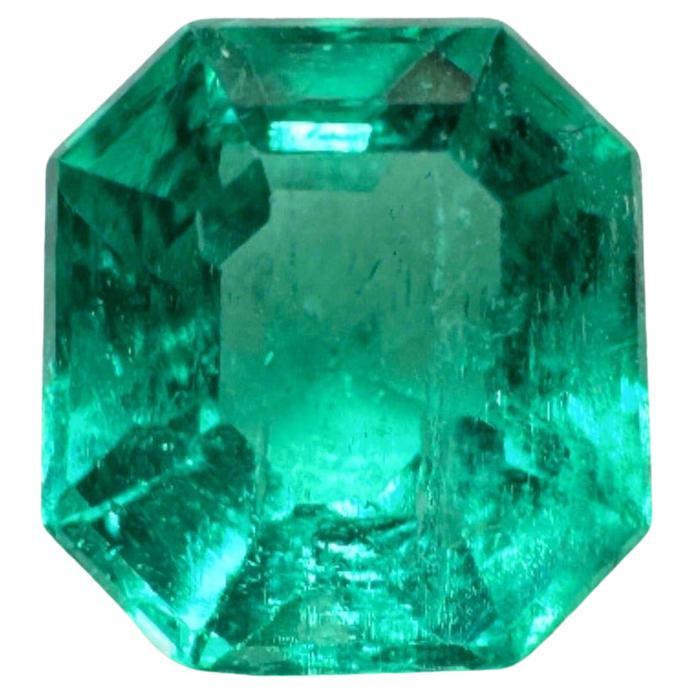 1.79ct Crystalline Green Asscher Cut Colombian Gem 7.5x7 Genuine May Birthstone (pierre de naissance de mai) en vente