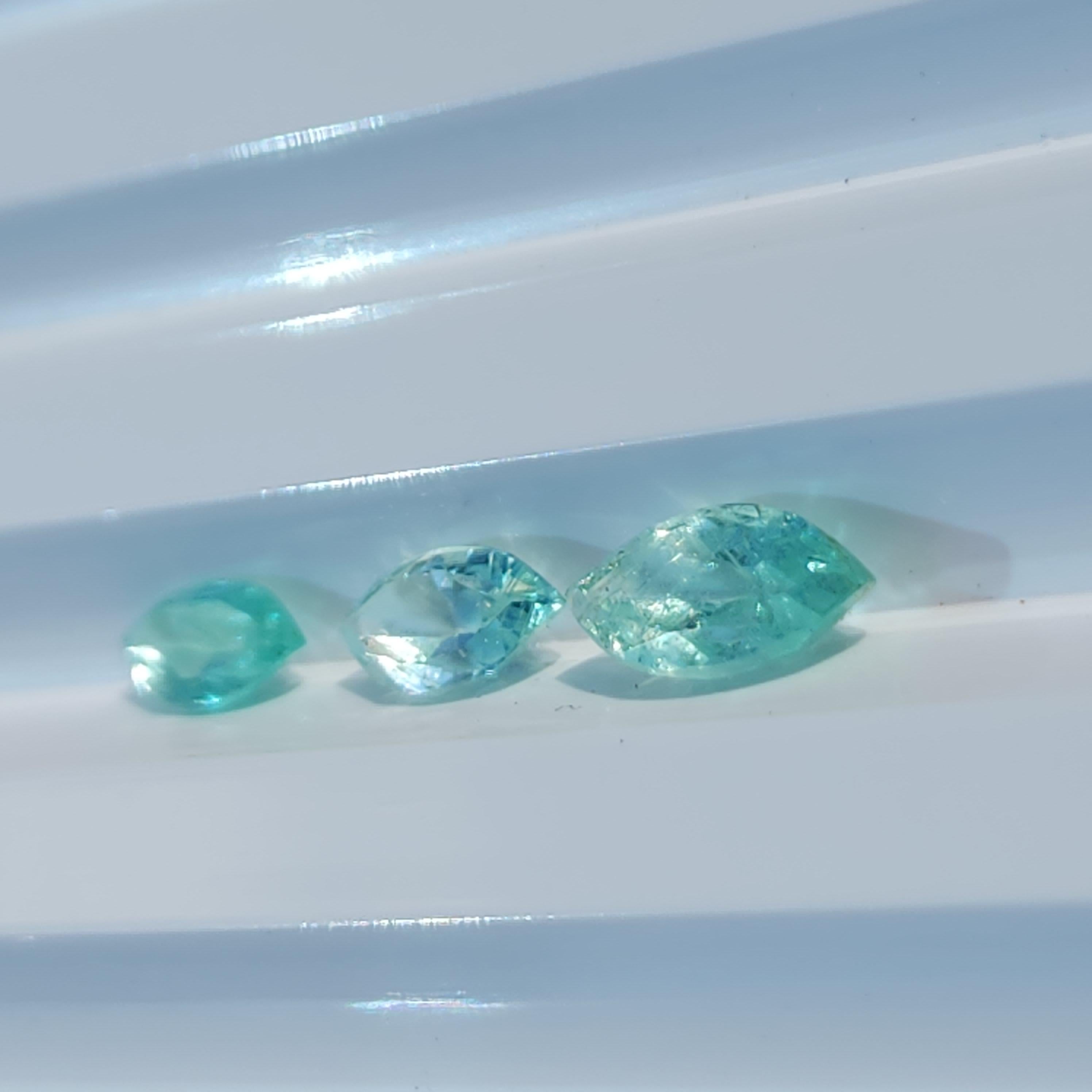 Marquise Cut 1.79Ct Natural Loose Emerald Marqiuse Shape 3 Pcs For Sale