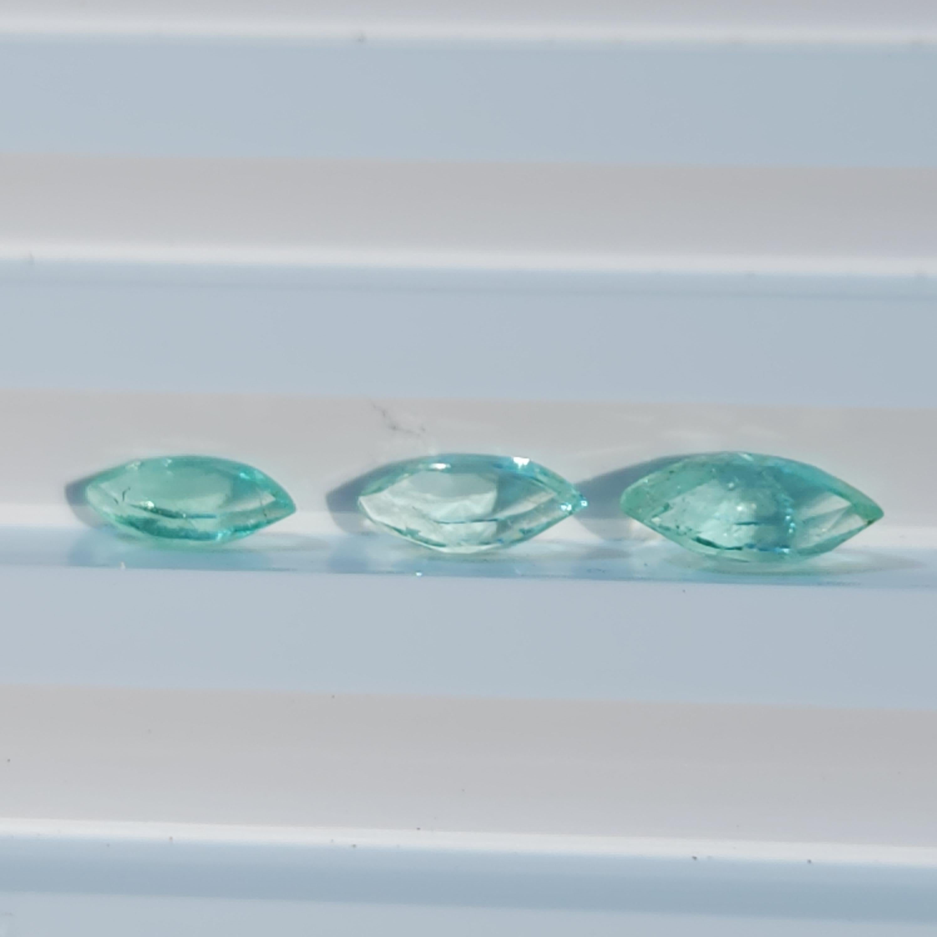 1.79Ct Natural Loose Emerald Marqiuse Shape 3 Pcs For Sale 2