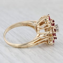 1.79ctw Ruby Diamond Cluster Flower Ring 14k Yellow Gold Size 8 Cocktail