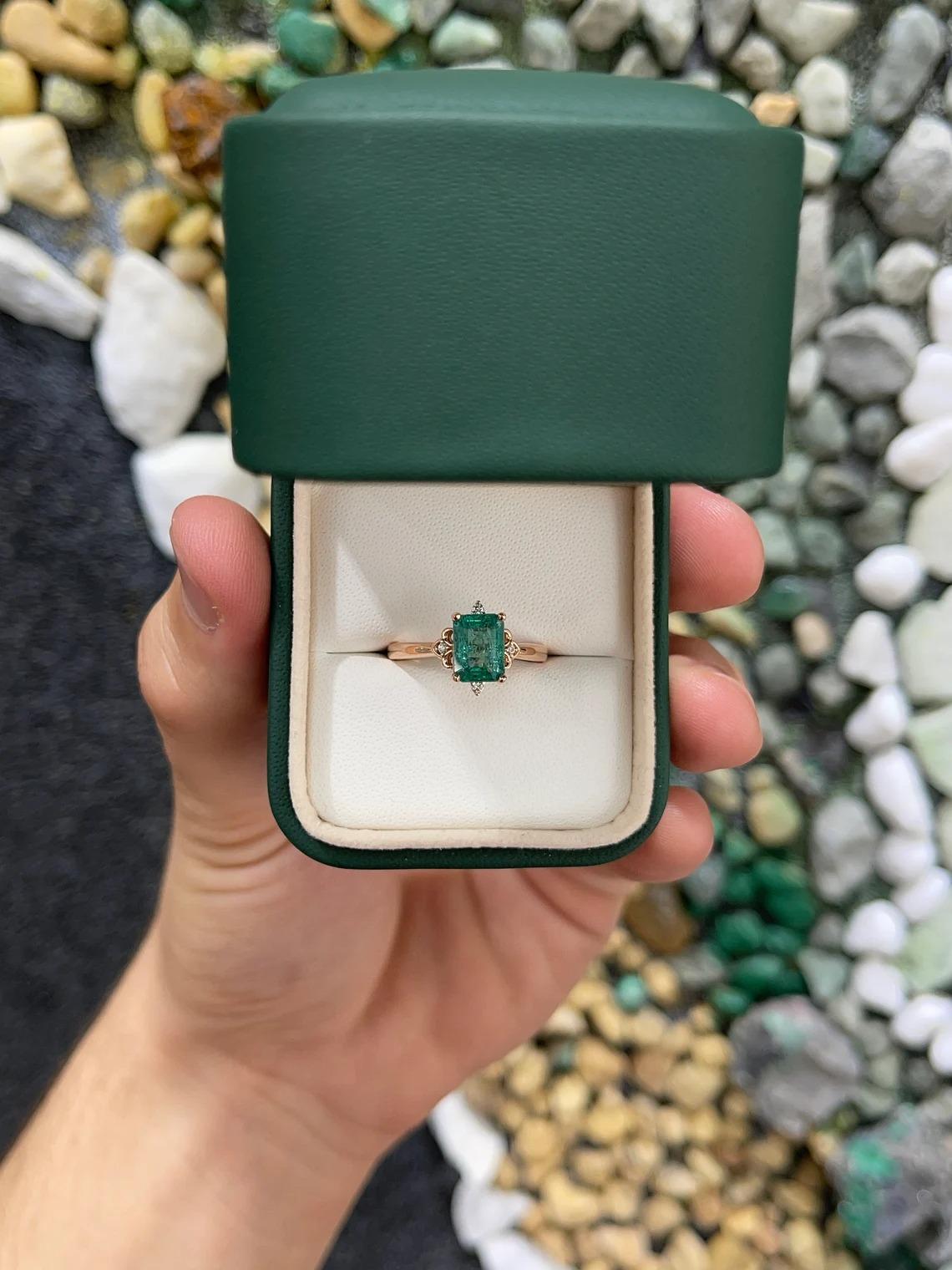 blue green emerald ring
