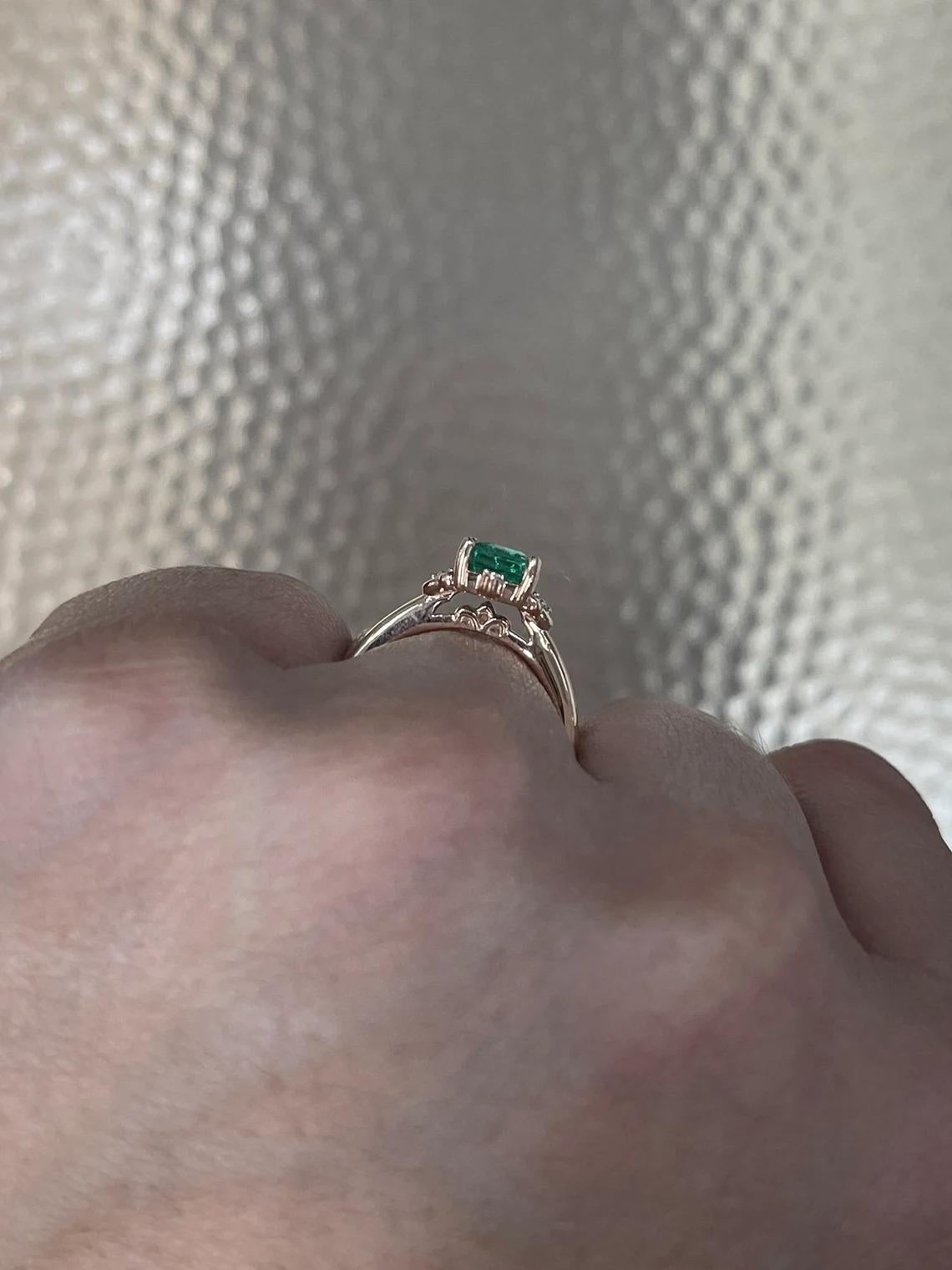 Women's Blue Green 1.79tcw Emerald-Emerald Cut & Diamond Accent Engagement Ring 14K For Sale