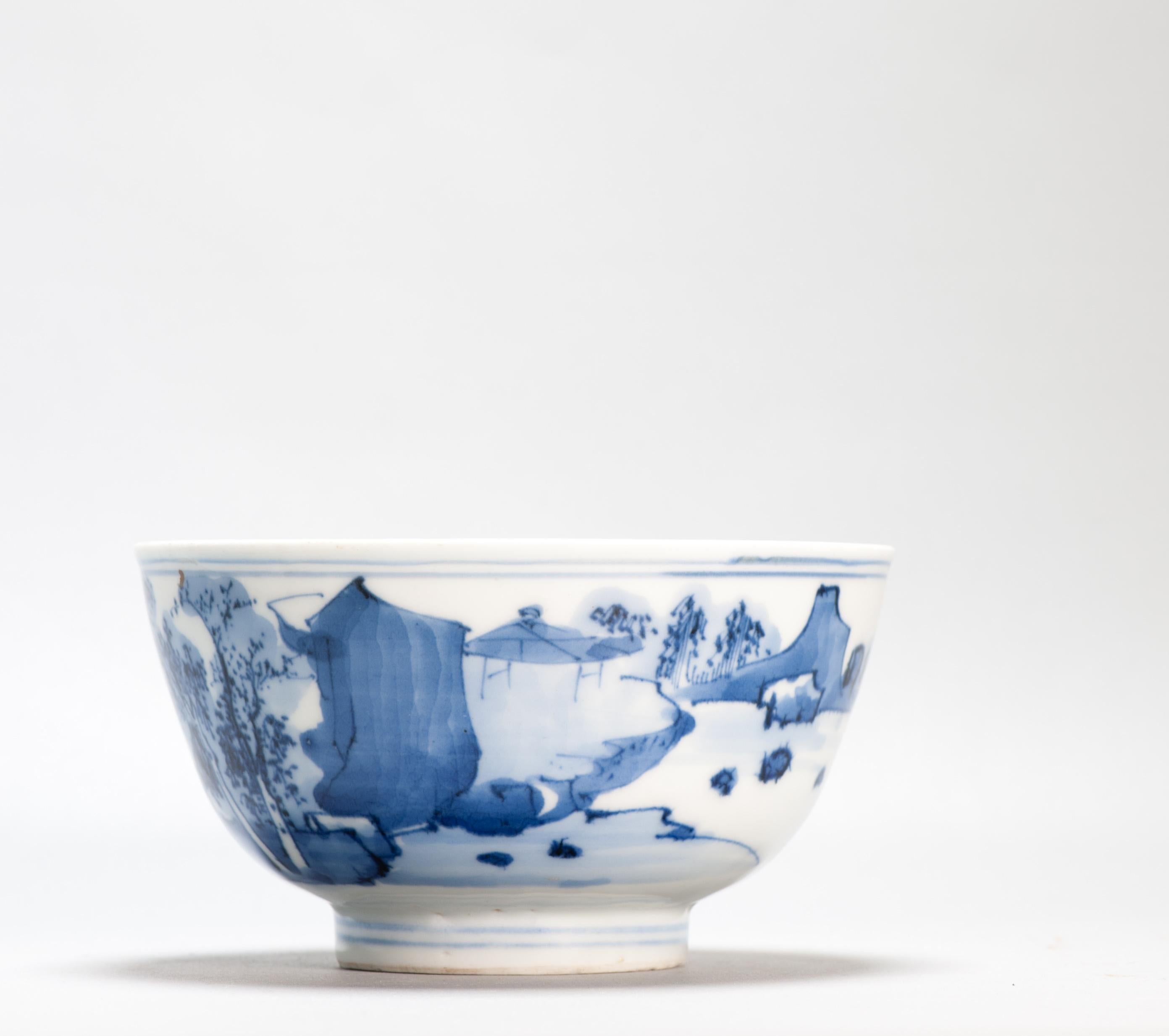 17c Antique Chinese Porcelain Blue and White Bowl Transitional Shunzhi Period 6
