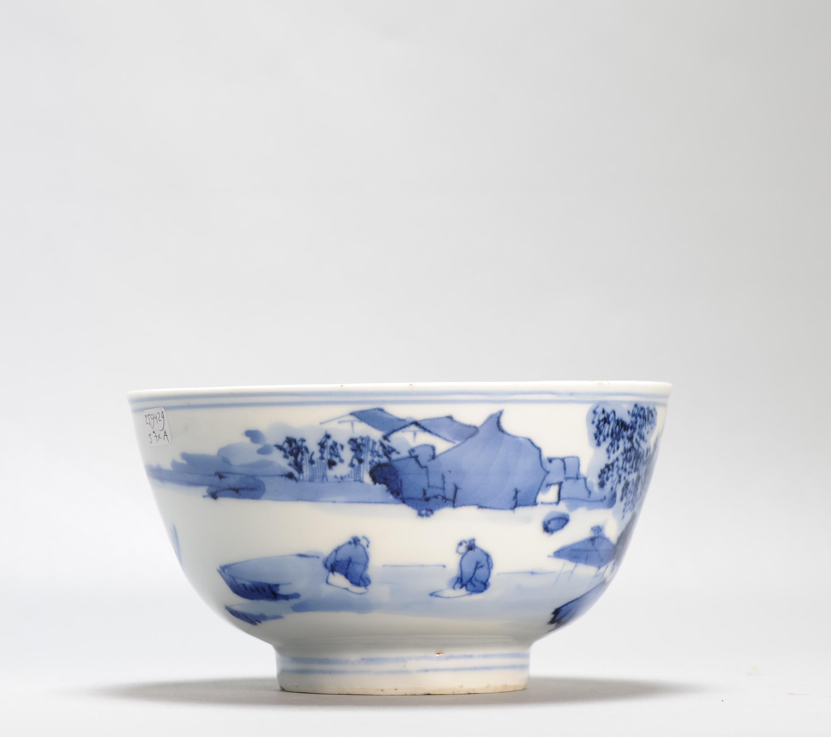 17c Antique Chinese Porcelain Blue and White Bowl Transitional Shunzhi Period 8
