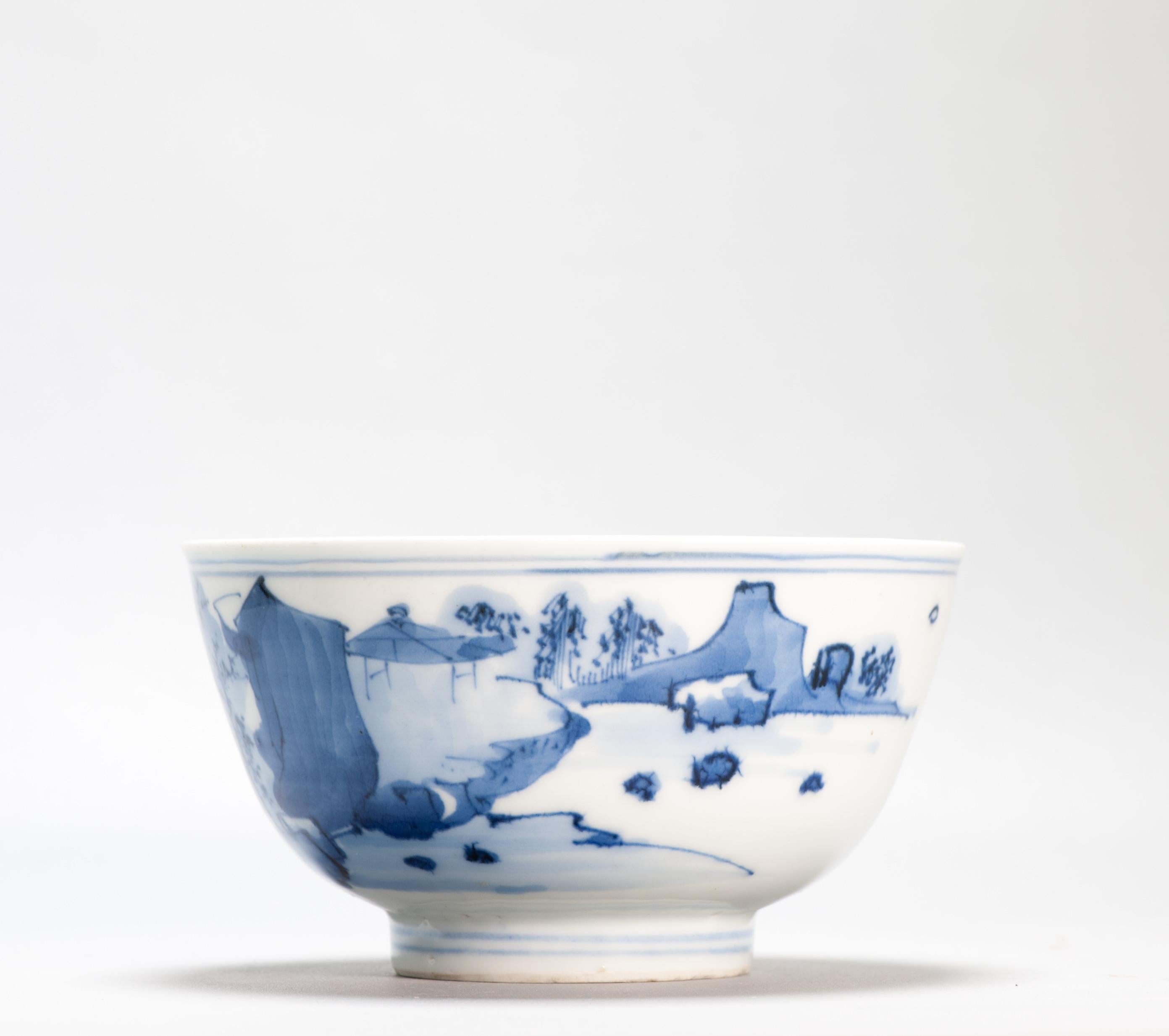 17c Antique Chinese Porcelain Blue and White Bowl Transitional Shunzhi Period 9