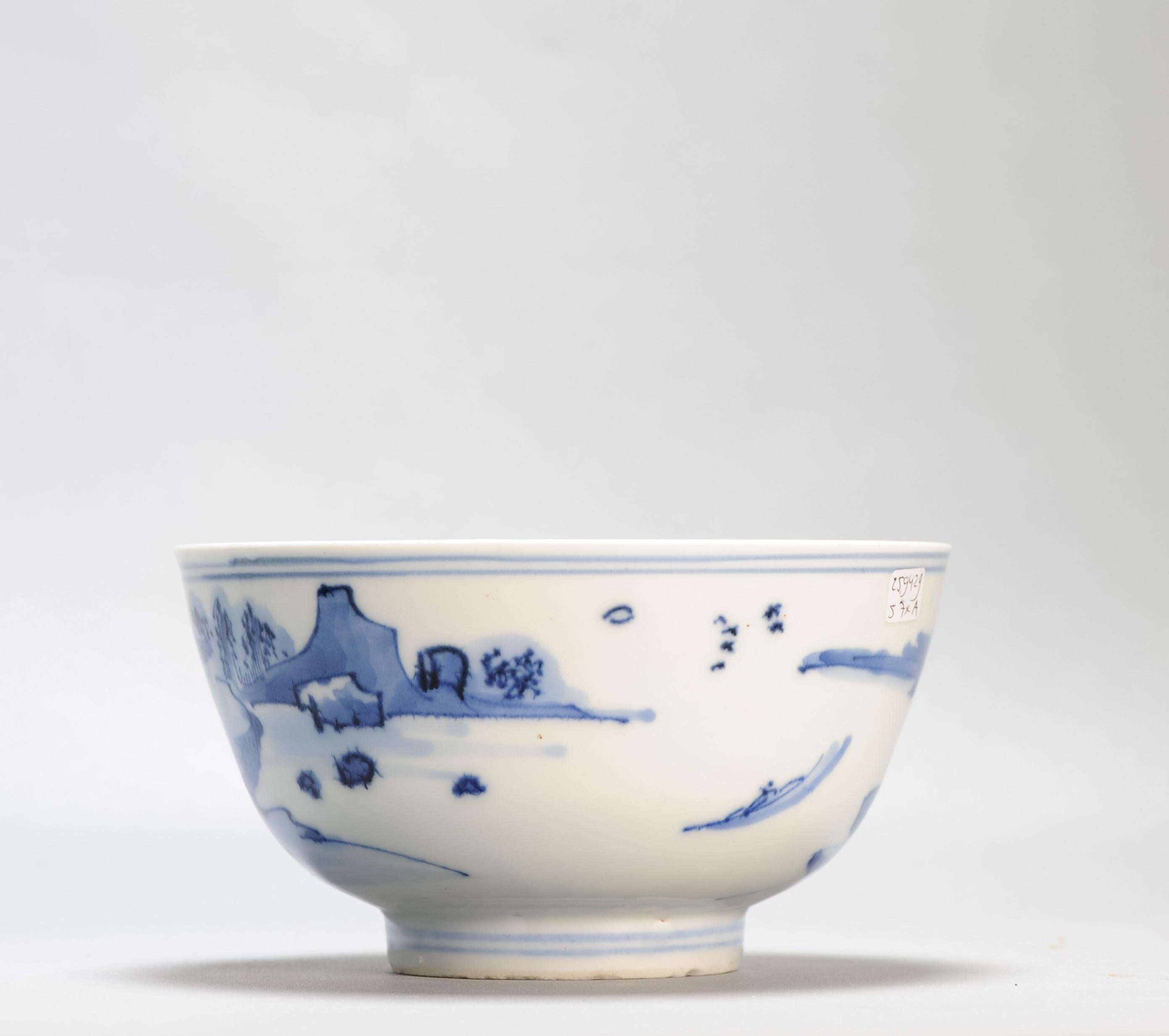 17c Antique Chinese Porcelain Blue and White Bowl Transitional Shunzhi Period 2