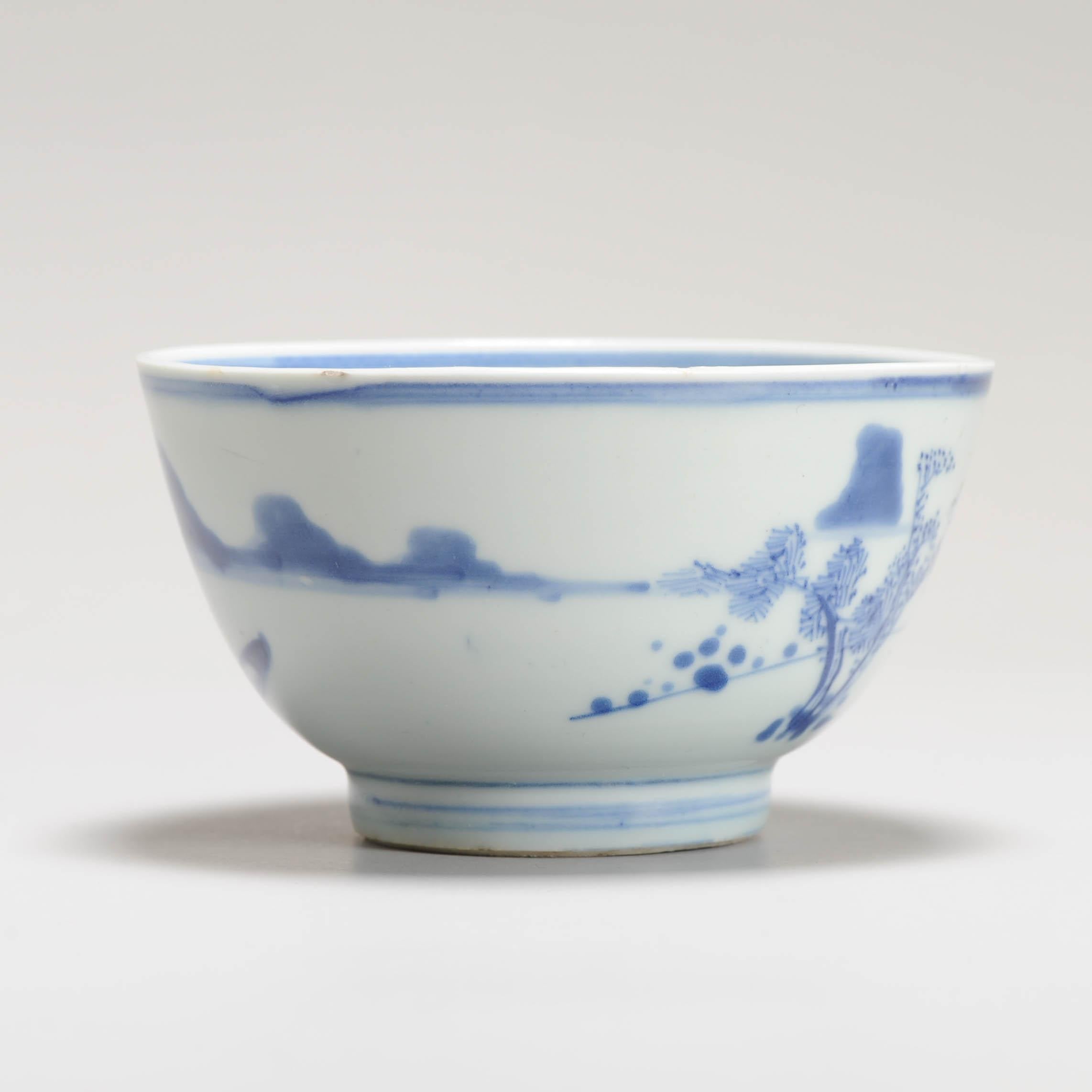 17c Antique Chinese Porcelain Master of the Rocks Bowl Shunzhi / Kangxi For Sale 6