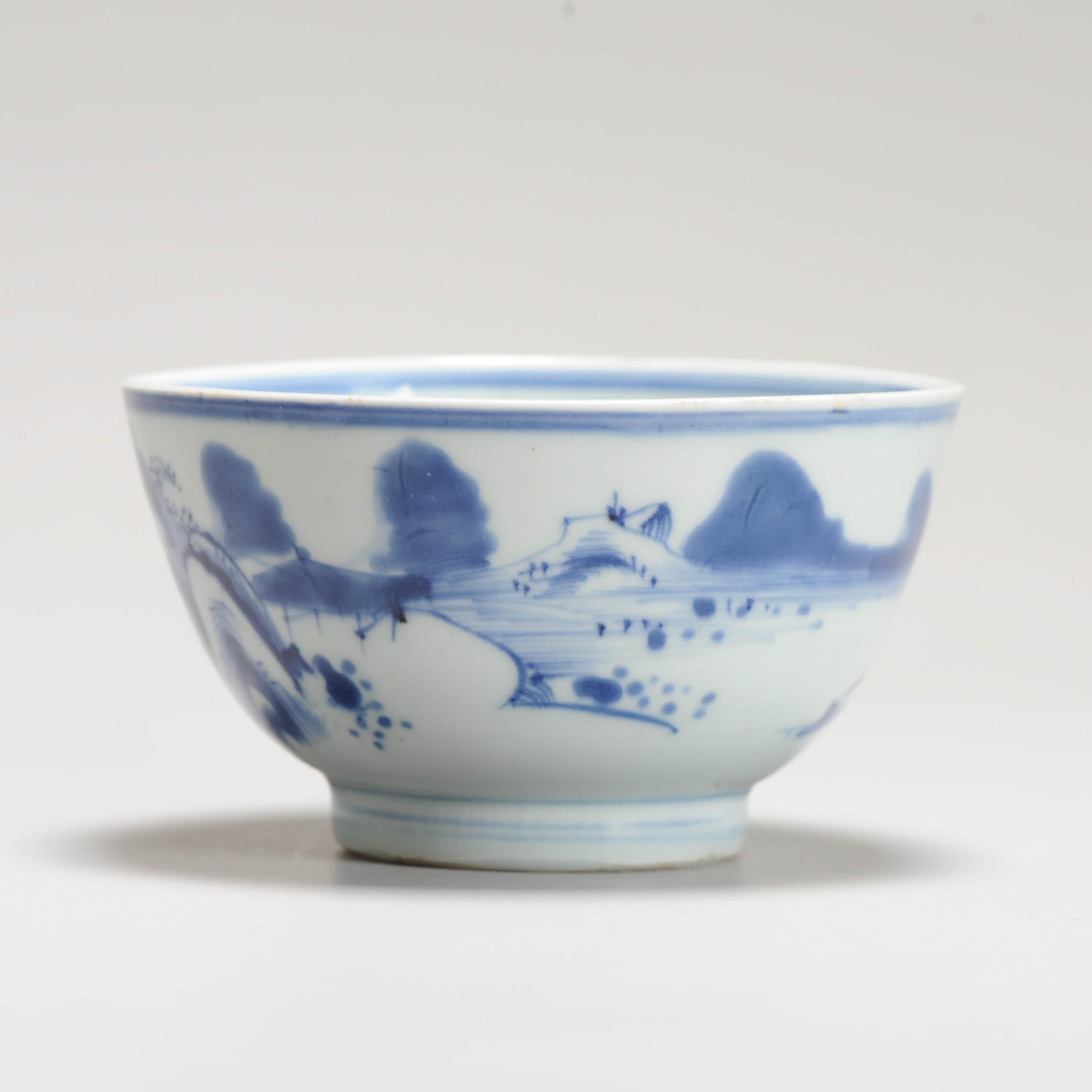 17c Antique Chinese Porcelain Master of the Rocks Bowl Shunzhi / Kangxi For Sale 7