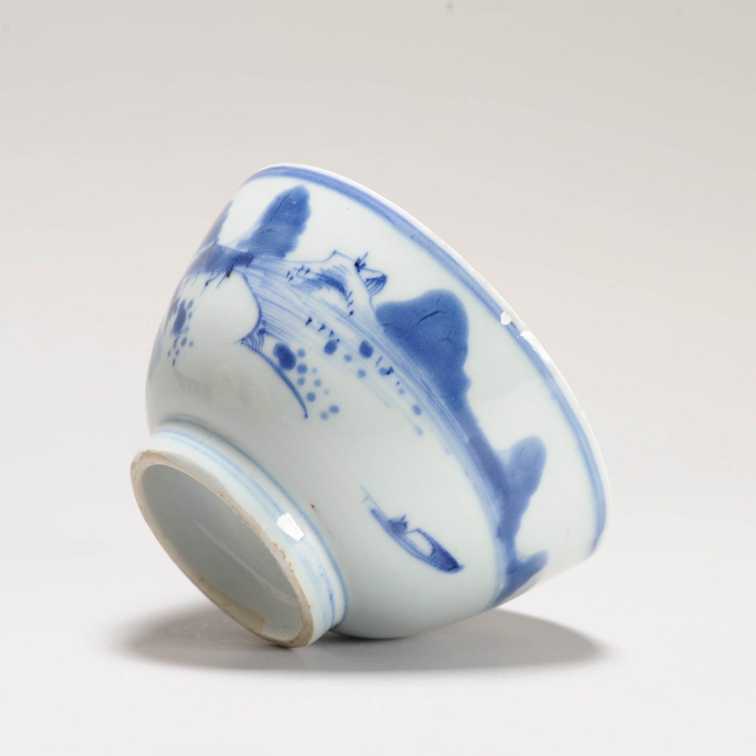 17c Antique Chinese Porcelain Master of the Rocks Bowl Shunzhi / Kangxi For Sale 9
