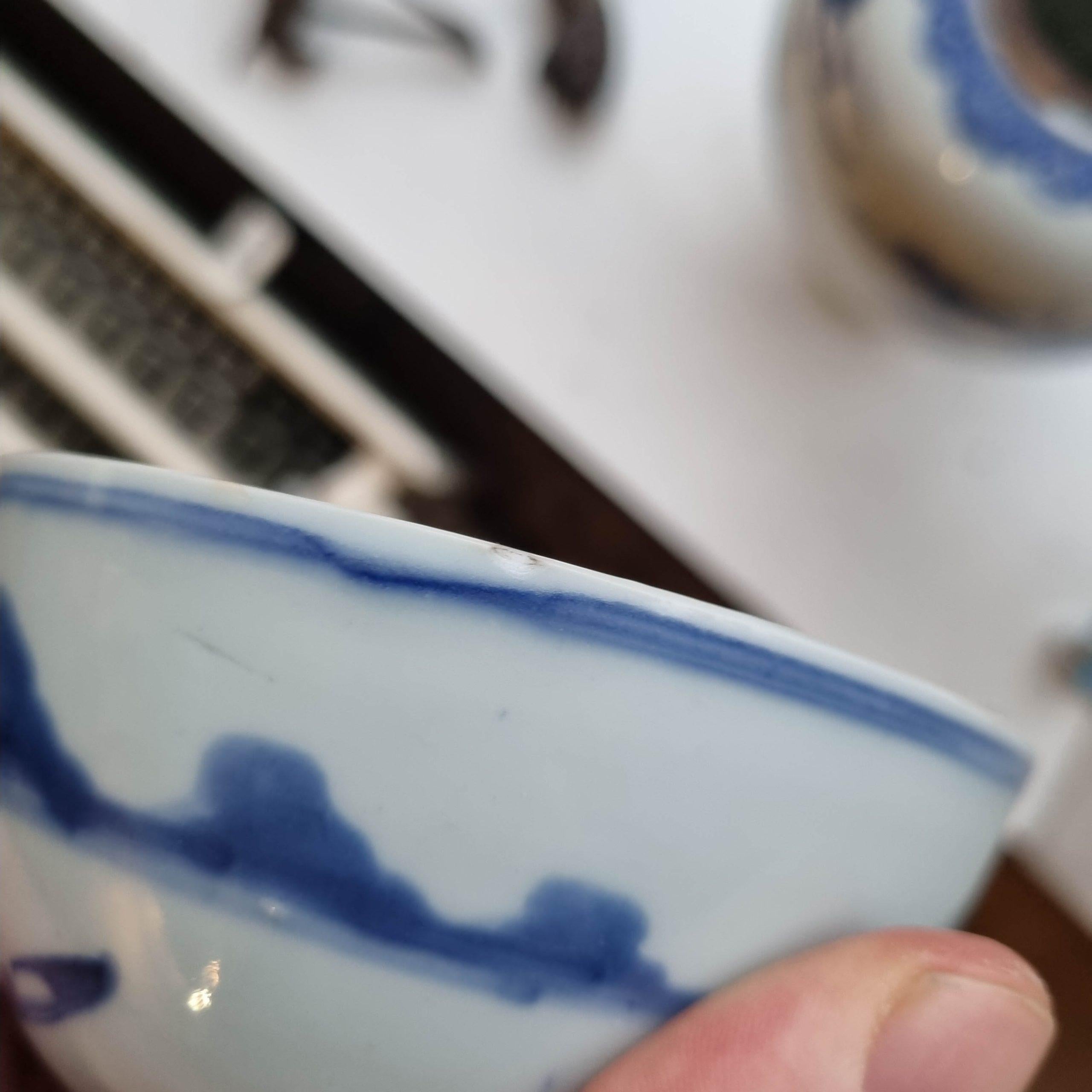 17c Antique Chinese Porcelain Master of the Rocks Bowl Shunzhi / Kangxi For Sale 1