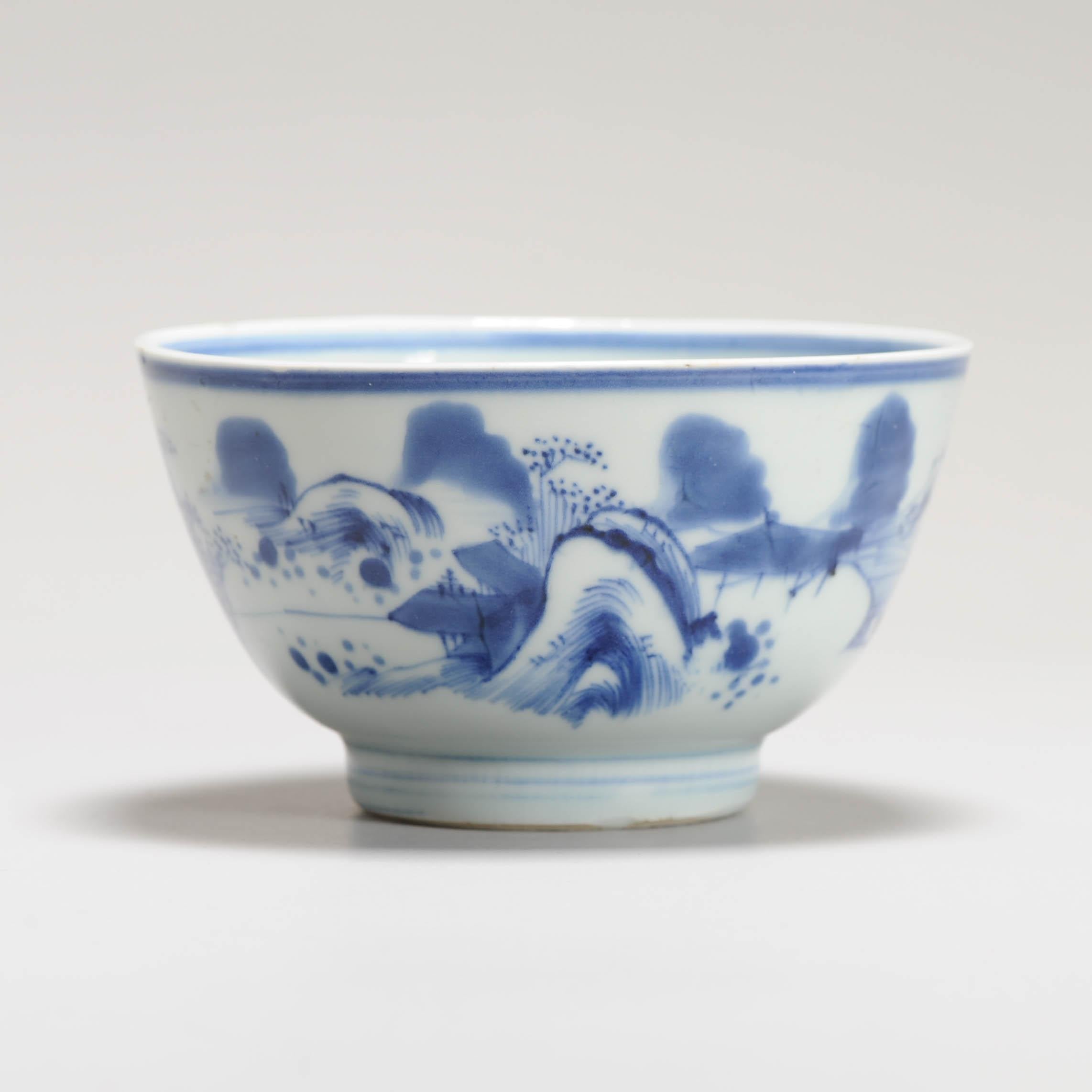 17c Antique Chinese Porcelain Master of the Rocks Bowl Shunzhi / Kangxi For Sale 4