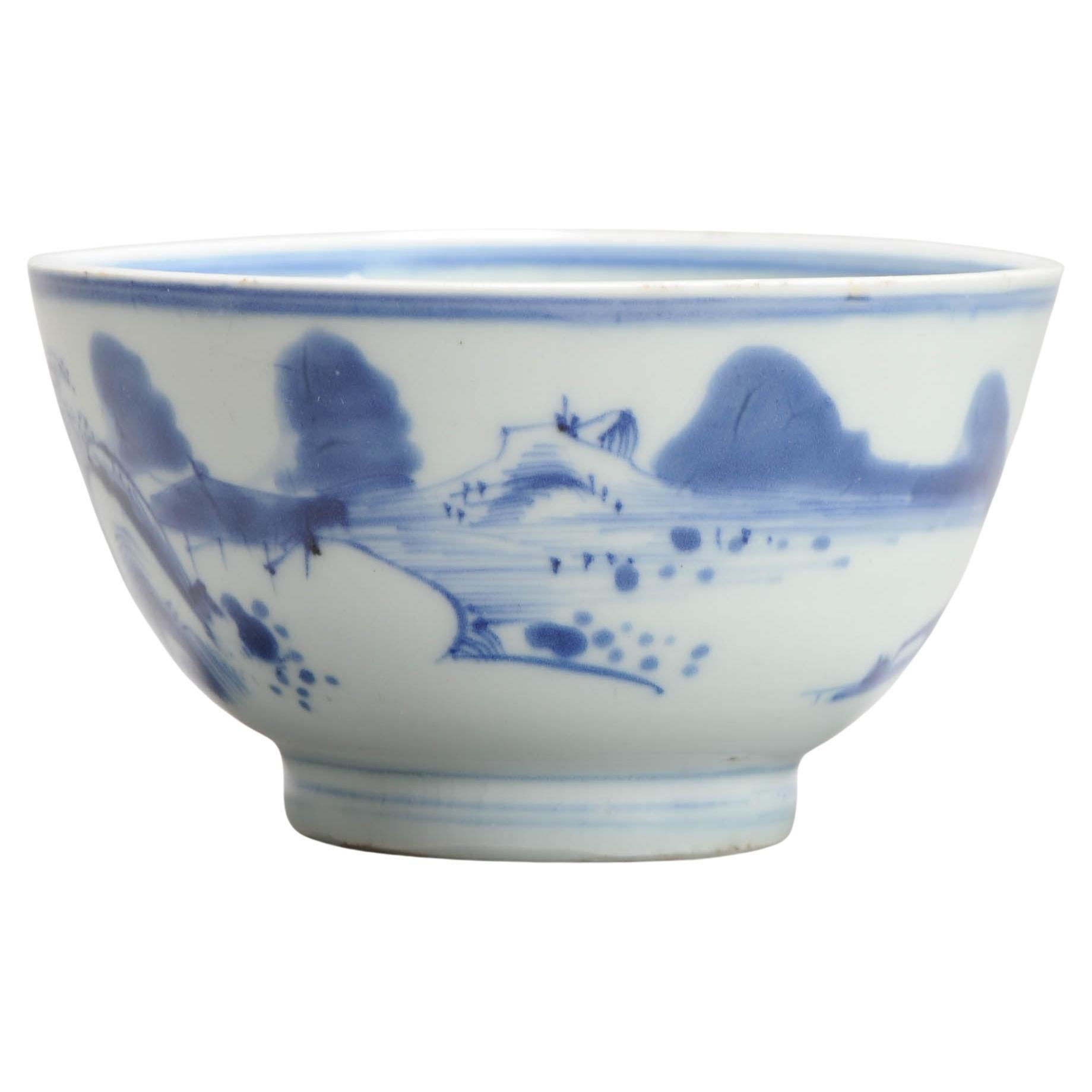 17c Antique Chinese Porcelain Master of the Rocks Bowl Shunzhi / Kangxi