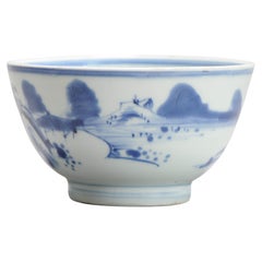 17c Antica ciotola in porcellana cinese Master of the Rocks Shunzhi / Kangxi