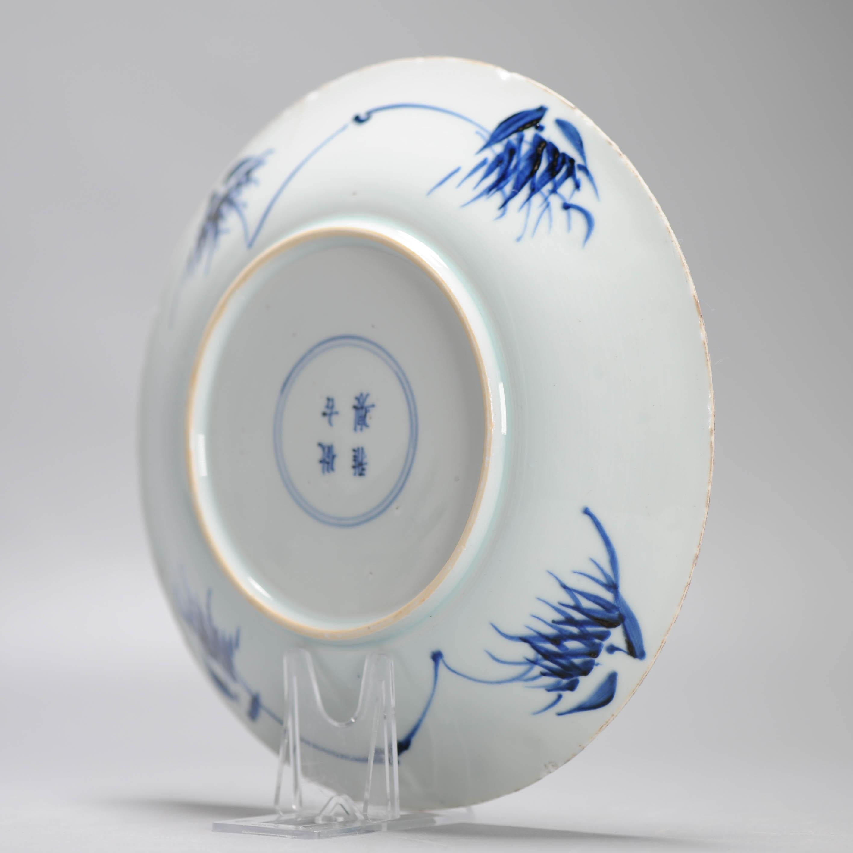 18th Century and Earlier 17c Antique Chinese Porcelain Master of the Rocks Dish Early Kangxi Period For Sale