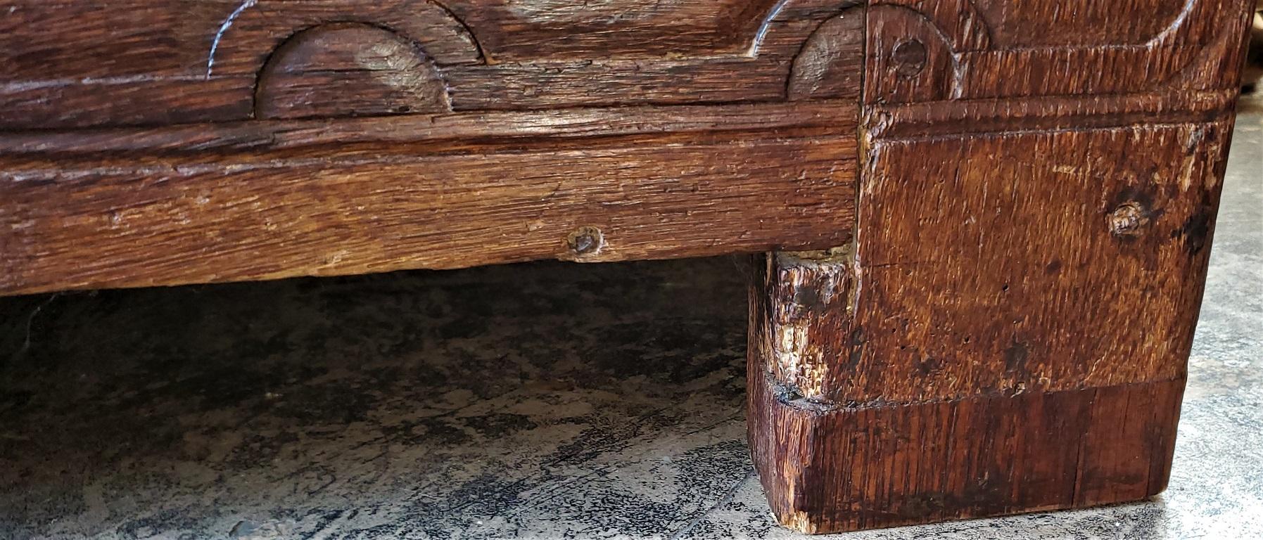 17th Century English Carved Oak Dowry Chest For Sale 8