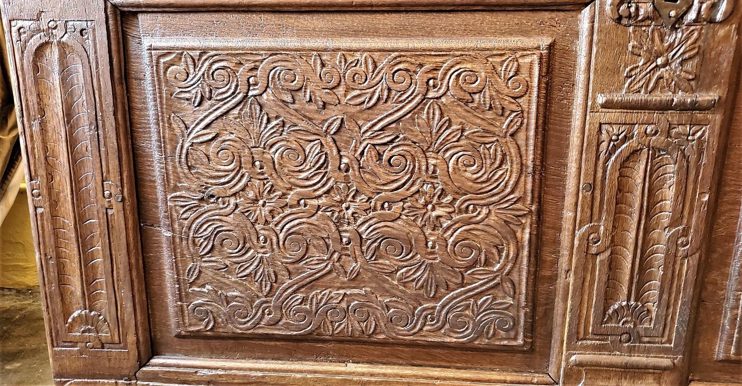 17th Century English Carved Oak Dowry Chest For Sale 12