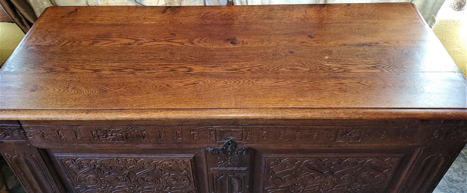 Hand-Carved 17th Century English Carved Oak Dowry Chest For Sale