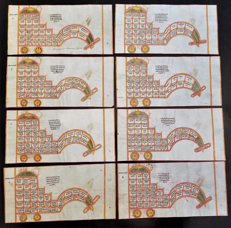 17C SE Asian Indian Set of 8 Paintings from a Yantra For Sale 9
