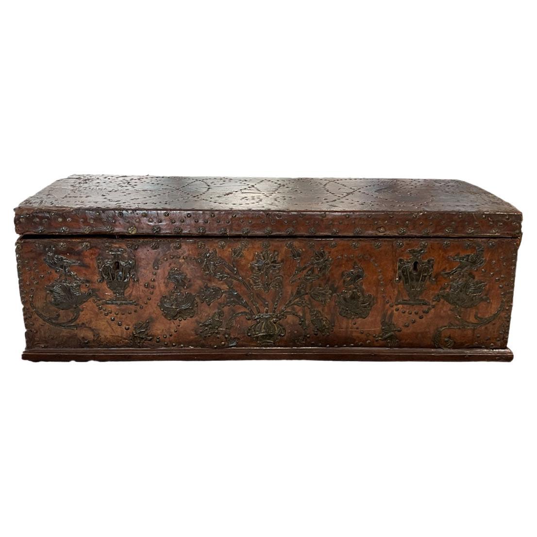 Spanish Colonial Leather Trunk For Sale at 1stDibs