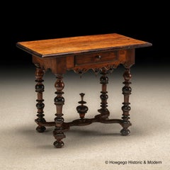17Century Italian Walnut Ebonised Side Table.