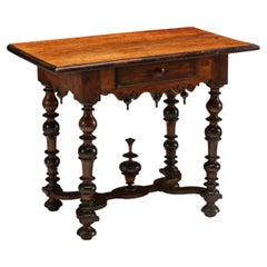 17Century Italian Walnut Ebonised Side Table.
