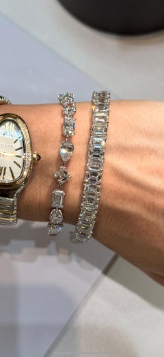 Bracciale tennis con diamanti taglio smeraldo 17ct