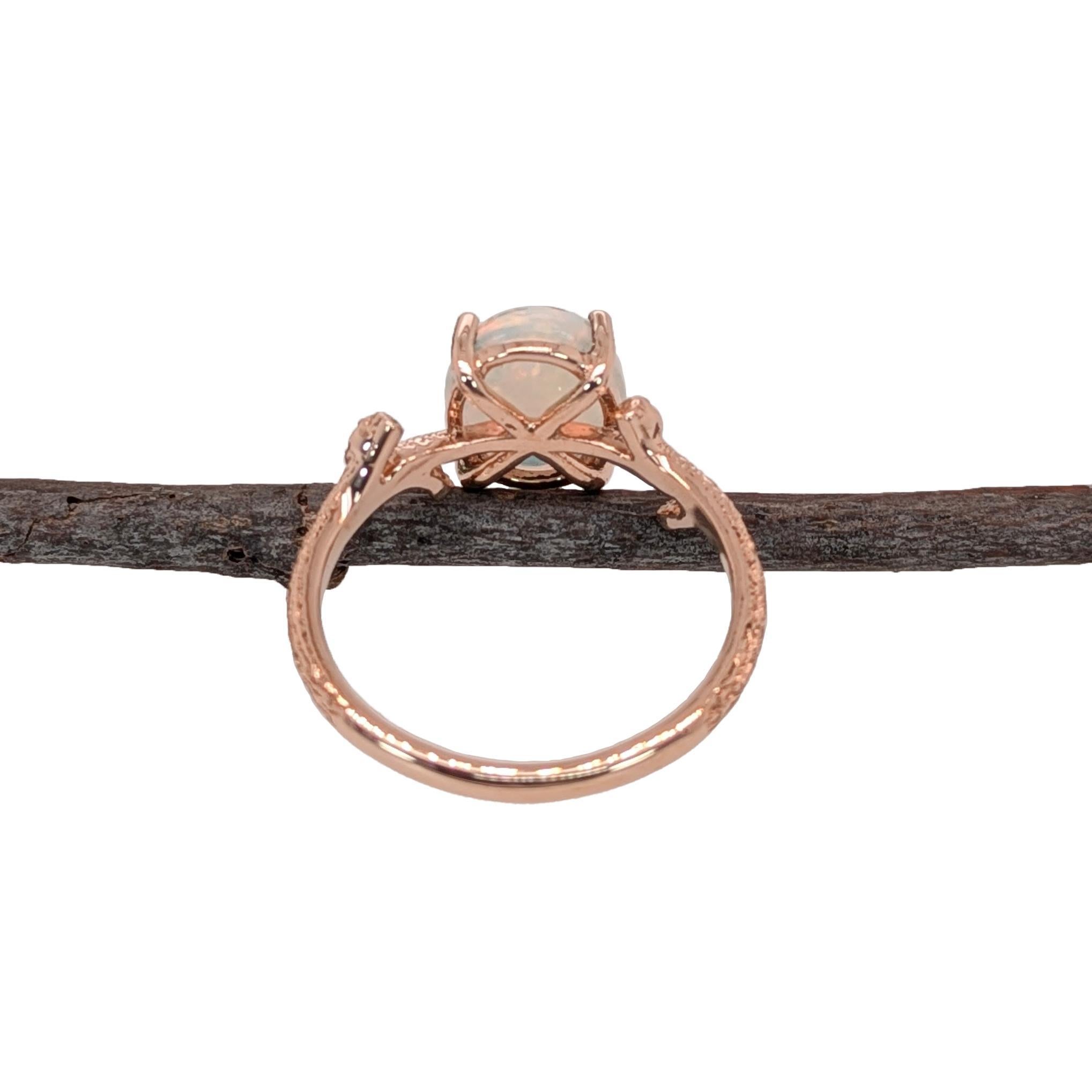 Women's 1.7ct Ethiopian Opal Nature Inspired Ring w Natural Diamonds in 14K Rose Gold