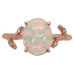 1.7ct Ethiopian Opal Nature Inspired Ring w Natural Diamonds in 14K Rose Gold